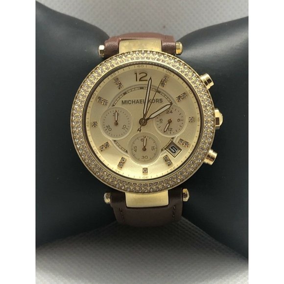 Michael Kors MK5632 Women Brown Leather Analog Cha